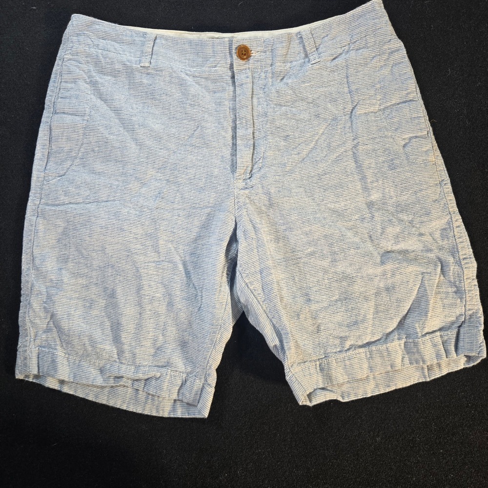 J.Crew Mens Blue White Pinstripe Linen Cotton Shorts Sz 34 Summer Casual Preppy